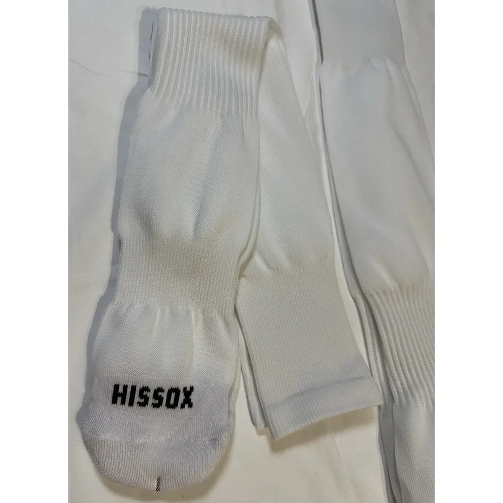 A0008-NEW 2-pk White Compression Soccer Socks Over The Calf Athletic Sports